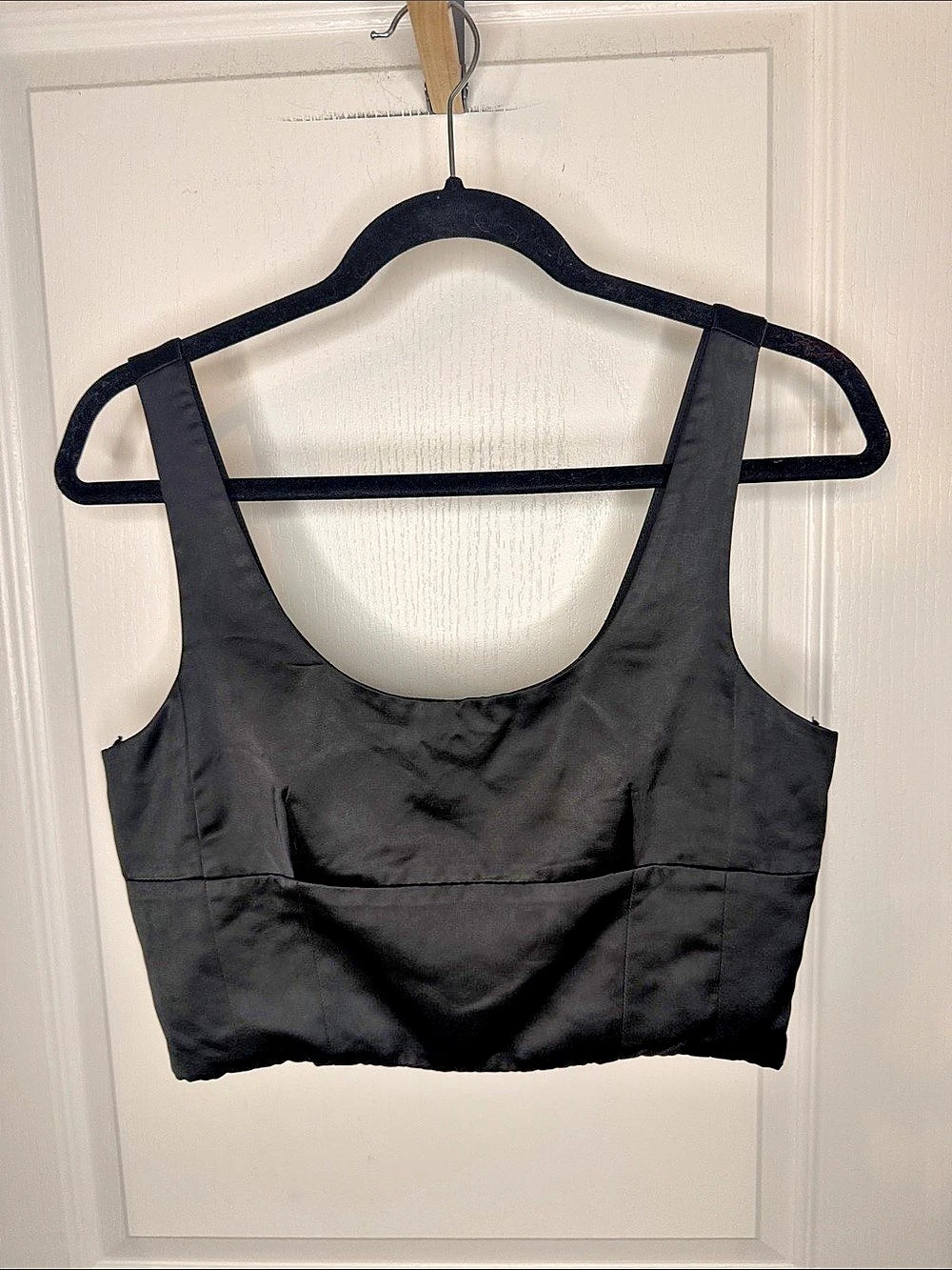 Jason Wu Black Satin Crop Top Black Medium